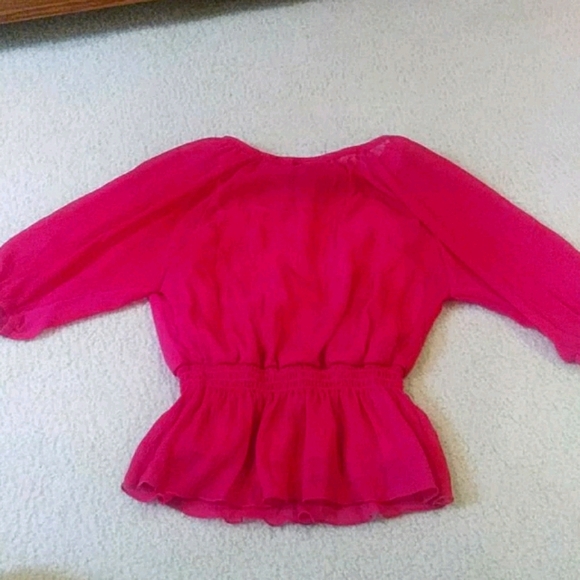 Pink Peplum 3/4 Sleeve Blouse - Picture 3 of 4
